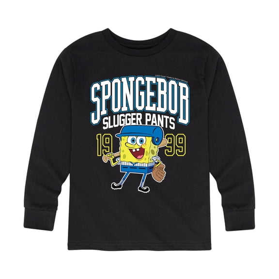 SpongeBob SquarePants - Spongebob Slugger Pants - Toddler And Youth Long Sleeve Graphic T-Shirt