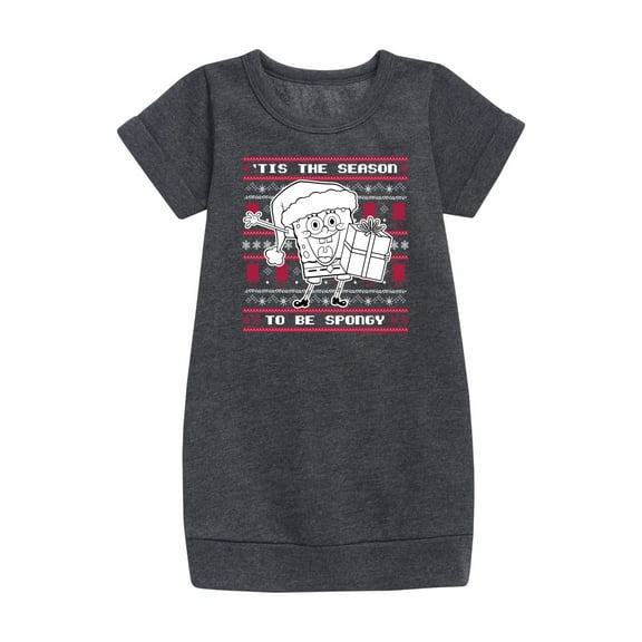 SpongeBob SquarePants - Spongebob Xmas Sweater - Toddler & Youth Girls Fleece Dress