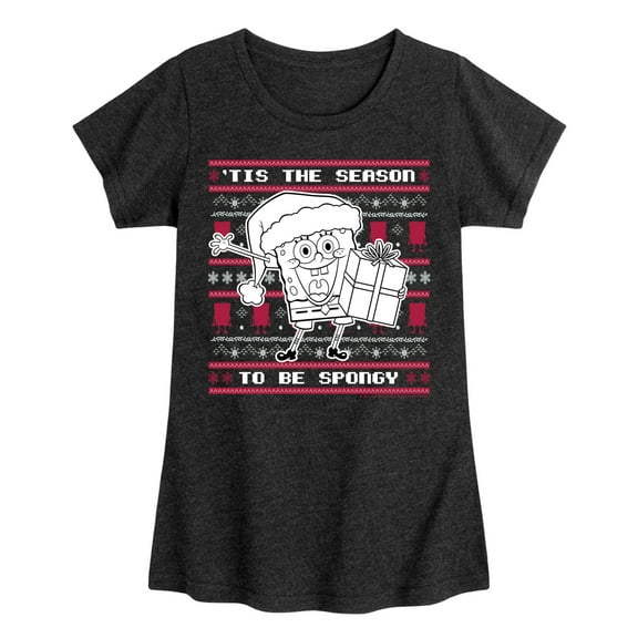 SpongeBob SquarePants - Spongebob Xmas Sweater - Toddler & Youth Girls Short Sleeve Graphic T-Shirt