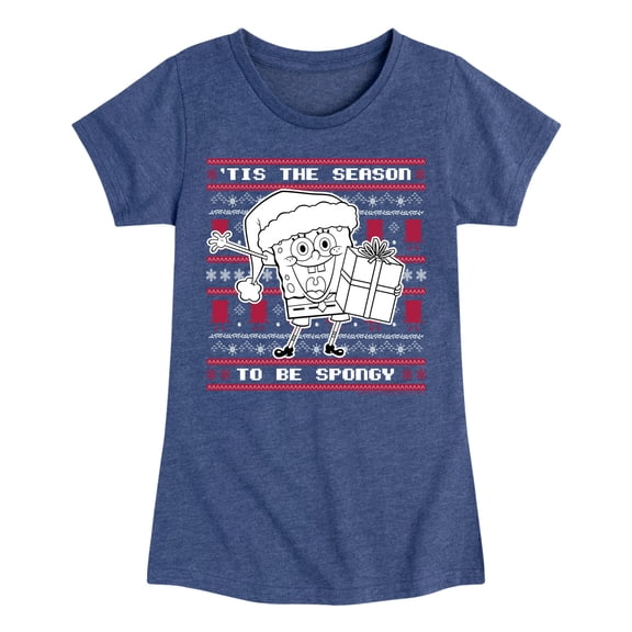 SpongeBob SquarePants - Spongebob Xmas Sweater - Toddler & Youth Girls Short Sleeve Graphic T-Shirt