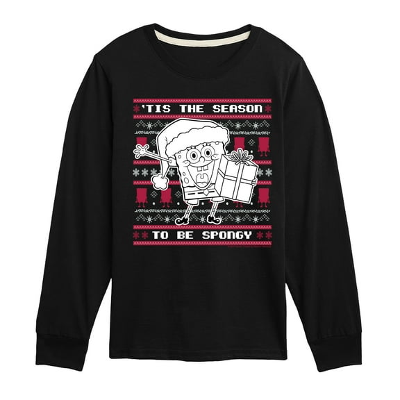 SpongeBob SquarePants  - Spongebob Xmas Sweater  - Toddler & Youth Long Sleeve Graphic T-Shirt