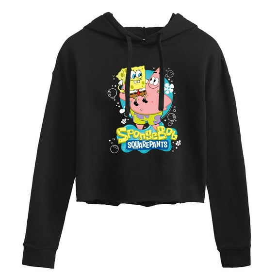 SpongeBob SquarePants - Spongebob and Patrick - Juniors Cropped Pullover Hoodie