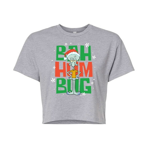 SpongeBob SquarePants - Squidward Bah Humbug - Juniors Cropped Cotton Blend T-Shirt