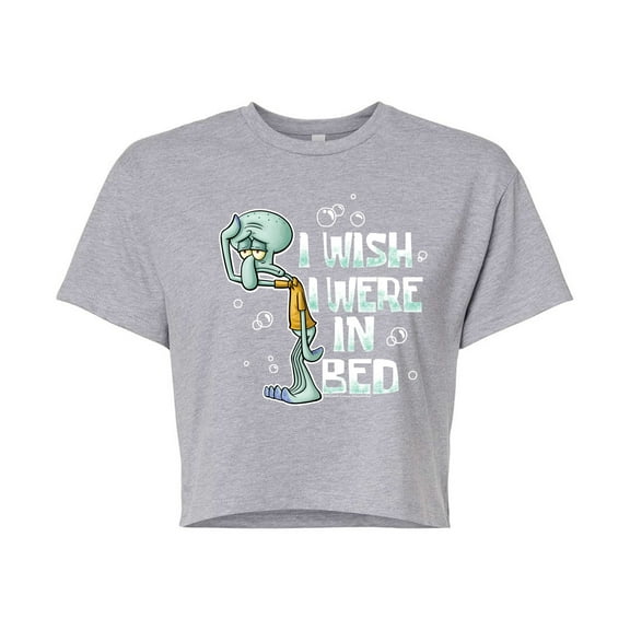SpongeBob SquarePants - Squidward Bed - Juniors Cropped Cotton Blend T-Shirt