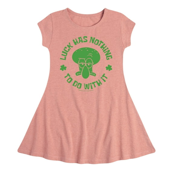 SpongeBob SquarePants - Squidward Luck - Girls Fit And Flare Cap Sleeve Dress