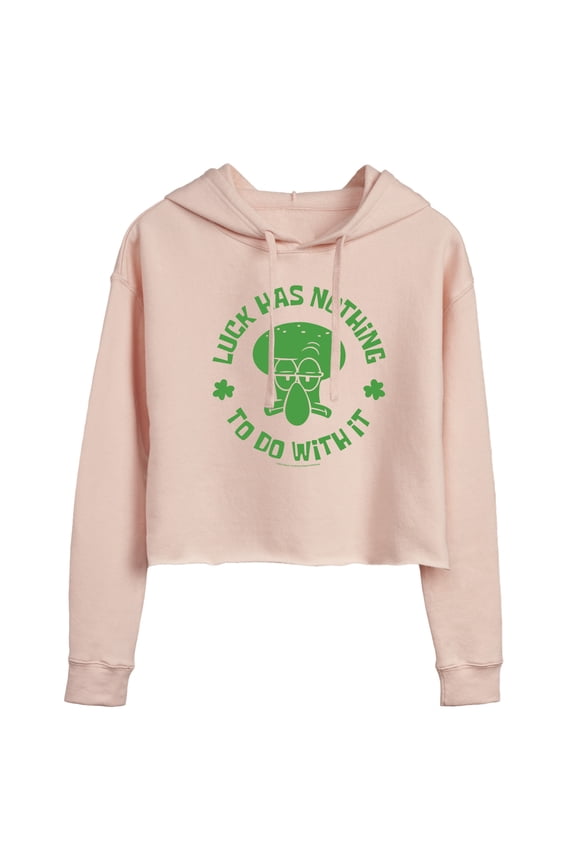 - Squidward Luck - Juniors Cropped Pullover Hoodie