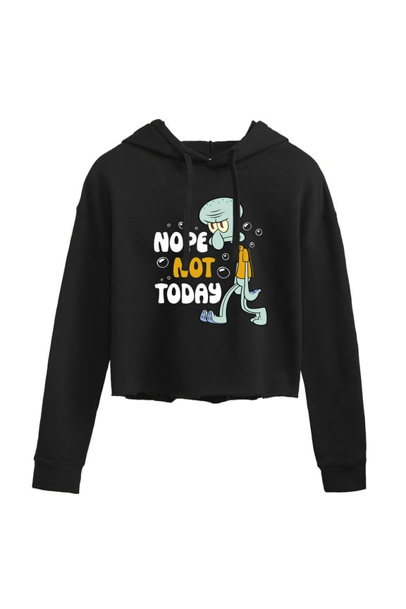 - Squidward Nope Not Today - Juniors Cropped Pullover Hoodie