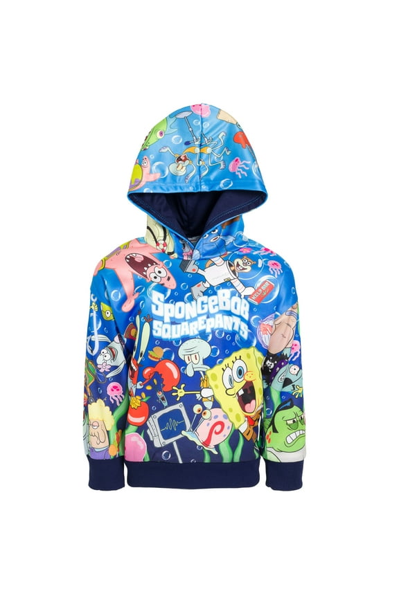 Squidward Patrick Big Boys Fleece Pullover Hoodie Blue 18-20