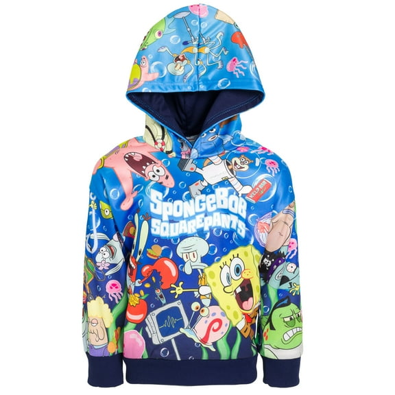 SpongeBob SquarePants Squidward Patrick Little Boys Fleece Pullover Hoodie Blue 7-8