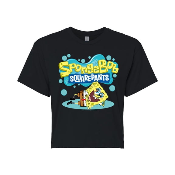 SpongeBob SquarePants - Stretch Pose - Juniors Cropped Cotton Blend T-Shirt