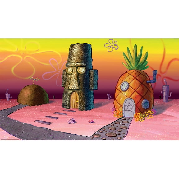 SpongeBob SquarePants Sunset Pink Peel and Stick Mural