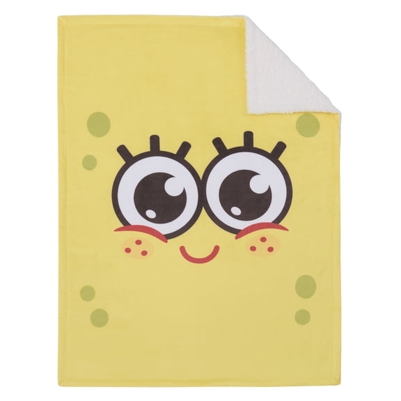 SpongeBob SquarePants Super Soft Sherpa Baby Blanket, Yellow