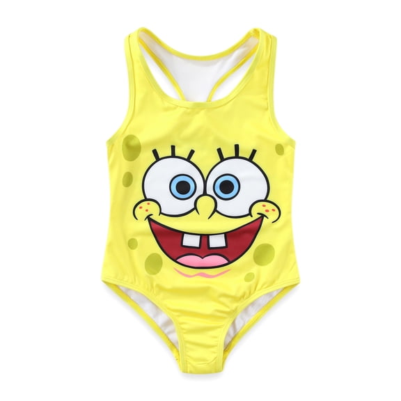 SpongeBob SquarePants Swimsuit UPF 50+ One Piece Bathing Suit (Girls), Sizes 3T-8