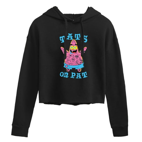 SpongeBob SquarePants - Tats On Pat - Juniors Cropped Pullover Hoodie