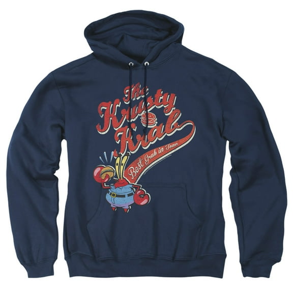 SpongeBob SquarePants The Krusty Krab Adult Pull-Over Hoodie, Navy, Large