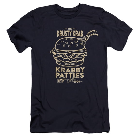 SpongeBob SquarePants The Krusty Krab Shock Mono Unisex Adult Canvas Brand T Shirt, Navy, 2X-Large