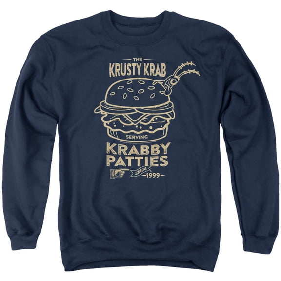 SpongeBob SquarePants The Krusty Krab Shock Mono Unisex Adult Crewneck Sweatshirt, Navy, 2X-Large
