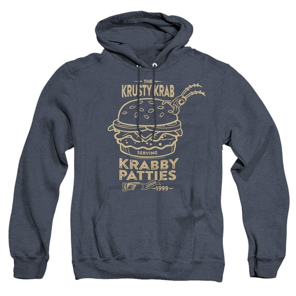SpongeBob SquarePants The Krusty Krab Shock Mono Unisex Adult Pull-Over Heather Hoodie, Navy Heather, 2X-Large