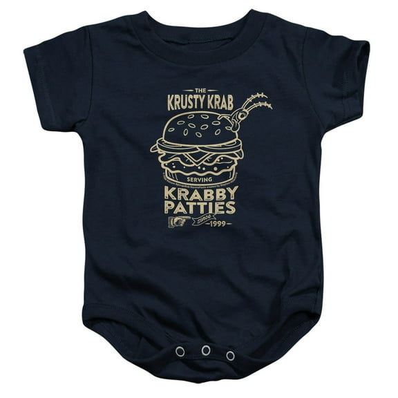 SpongeBob SquarePants The Krusty Krab Shock Mono Unisex Infant Snap Suit for Baby, Navy, Medium