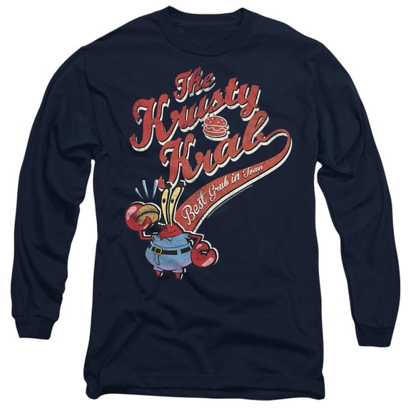 SpongeBob SquarePants The Krusty Krab Unisex Adult Long-Sleeve T Shirt, Navy, 2X-Large