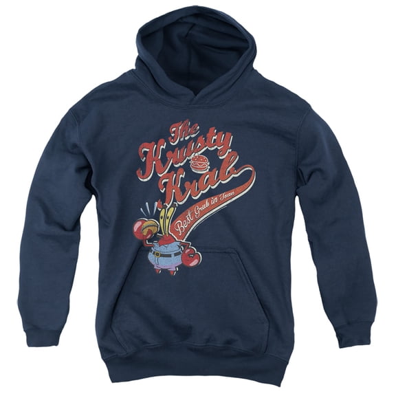 SpongeBob SquarePants The Krusty Krab Youth Kids Boy/Girls Pull-Over Hoodie, Navy, Large
