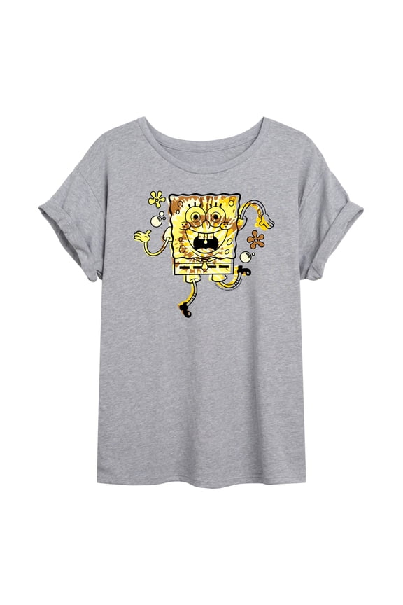 - Tie Dye Spongebob - Juniors Ideal Flowy Muscle T-Shirt