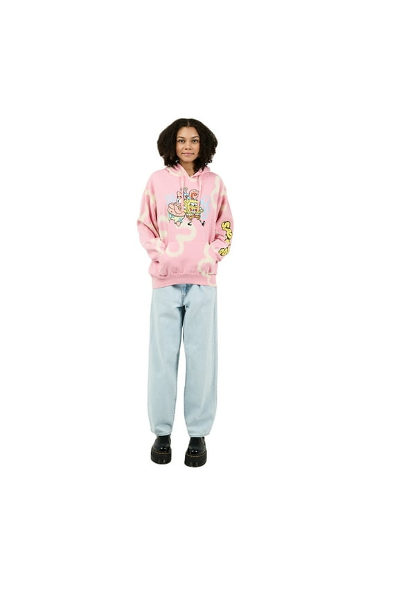 SpongeBob SquarePants Tie Dye Women's Pink Hoodie-XL