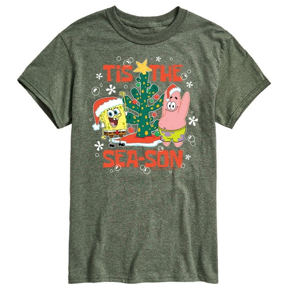 SpongeBob SquarePants - Tis The Season Christmas Spongebob and Patrick - Men's Short Sleeve Graphic T-Shirt