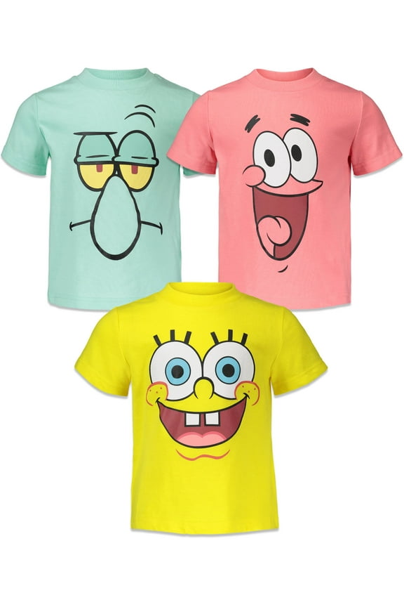 SpongeBob SquarePants Toddler Boys 3 Pack T-Shirts Toddler to Big Kid
