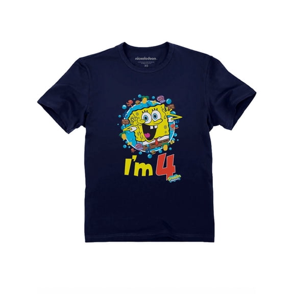 SpongeBob SquarePants Tstars Toddler's T-shirt - Perfect 4th Birthday Gift - Exciting "I'm 4" Birthday Party Wear - Officially Licensed Nickelodeon Apparel - Comfortable and Fun Kids Short Sleeve Tee