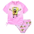 thumbnail image 1 of SpongeBob SquarePants UPF 50+ Rash Guard Shirt and Bikini Bottom Two Piece Swimsuit Set (Girls), Sizes 3T-8, 1 of 7
