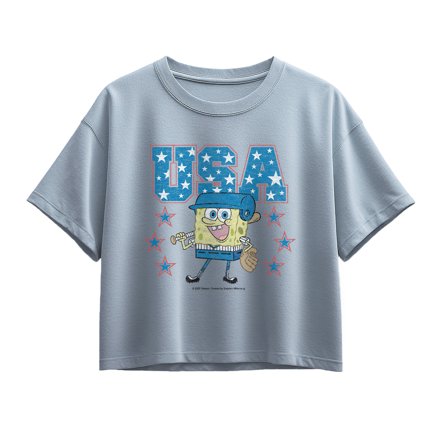 SpongeBob SquarePants - Usa Baseball - Youth Girls Boxy T-Shirt