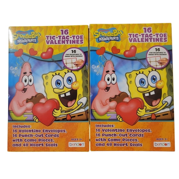 SpongeBob SquarePants Valentine Exchange With 16 Tic-Tac-Toe Valentines - Pack of 2