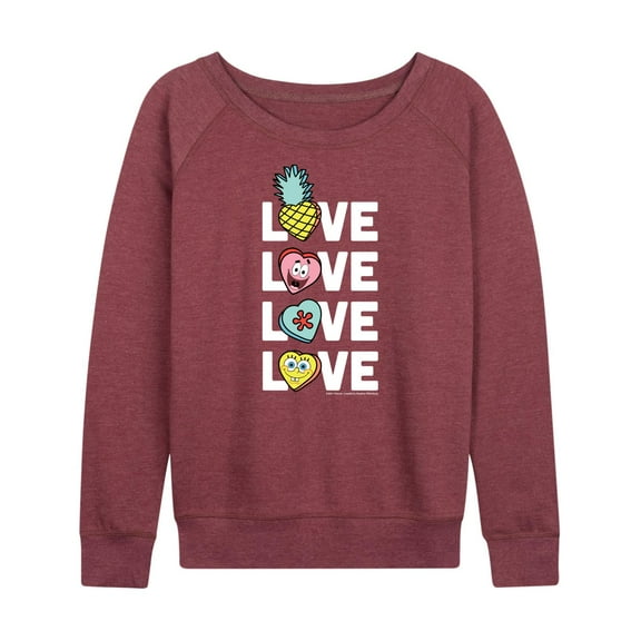 SpongeBob SquarePants - Valentine's Day Merchandise - Women's Lightweight French Terry Long Sleeve Shirt