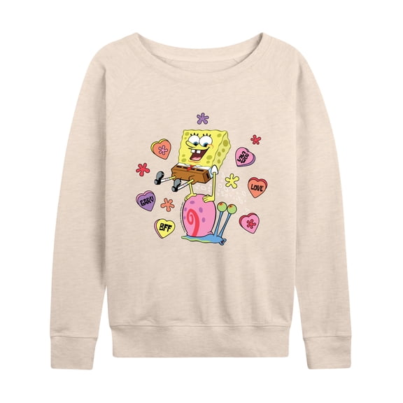 SpongeBob SquarePants - Valentine's Day Merchandise - Women's Lightweight French Terry Long Sleeve Shirt