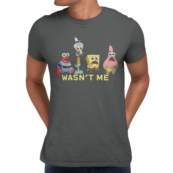 SpongeBob SquarePants Wasn't Me Shock Men's T-Shirt (Charcoal, S-XXXL)