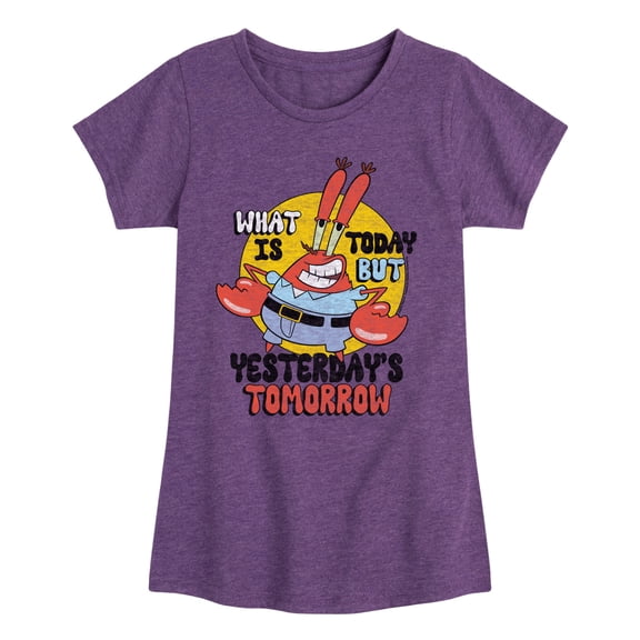 SpongeBob SquarePants - What Is Today Yesterdays Tomorrow - Toddler & Youth Girls Short Sleeve Graphic T-Shirt