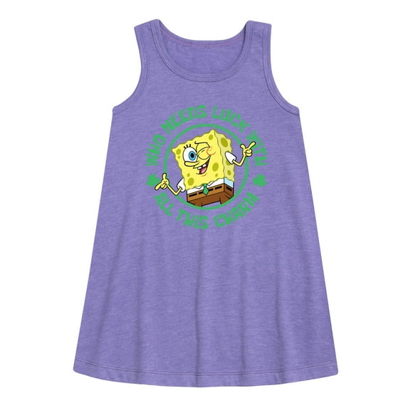SpongeBob SquarePants - Who Needs Luck With This Charm - Girls Aline Dress