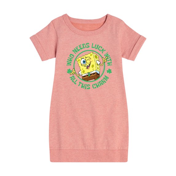 SpongeBob SquarePants - Who Needs Luck With This Charm - Girls Ss Fleece Dress