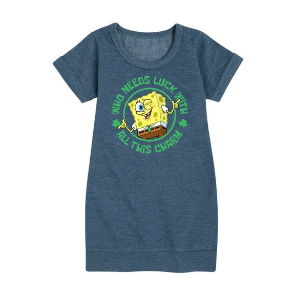 SpongeBob SquarePants - Who Needs Luck With This Charm - Girls Ss Fleece Dress