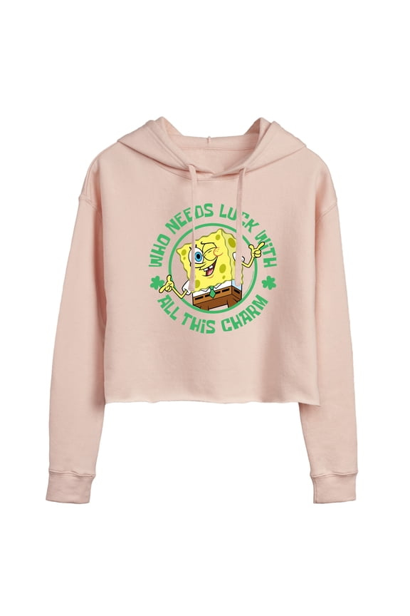 - Who Needs Luck With This Charm - Juniors Cropped Pullover Hoodie