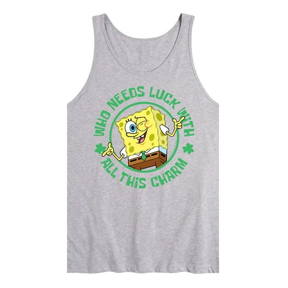 SpongeBob SquarePants - Who Needs Luck With This Charm - Men's Jersey Tank Top