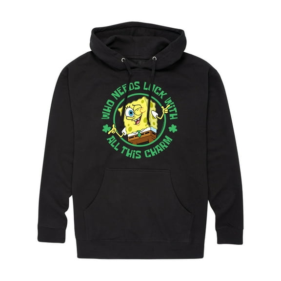 SpongeBob SquarePants - Who Needs Luck With This Charm - Men's Pullover Hooded Fleece Sweatshirt