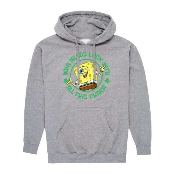 SpongeBob SquarePants - Who Needs Luck With This Charm - Men's Pullover Hooded Fleece Sweatshirt