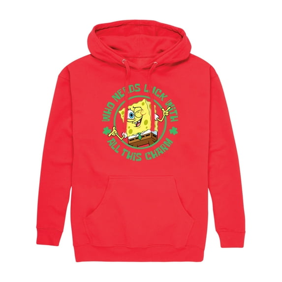 SpongeBob SquarePants - Who Needs Luck With This Charm - Men's Pullover Hooded Fleece Sweatshirt