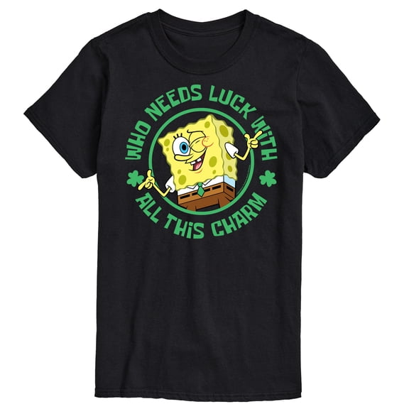 SpongeBob SquarePants - Who Needs Luck With This Charm St. Patrick's Day - Men's Short Sleeve Graphic T-Shirt