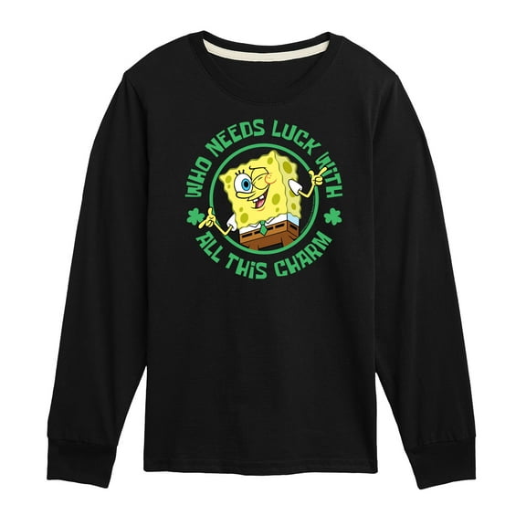 SpongeBob SquarePants - Who Needs Luck With This Charm - Toddler And Youth Long Sleeve Graphic T-Shirt
