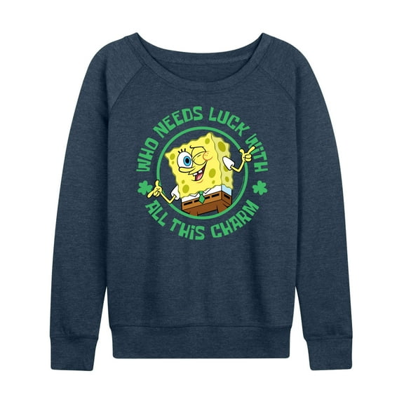 SpongeBob SquarePants - Who Needs Luck With This Charm - Women's Lightweight French Terry Long Sleeve Shirt