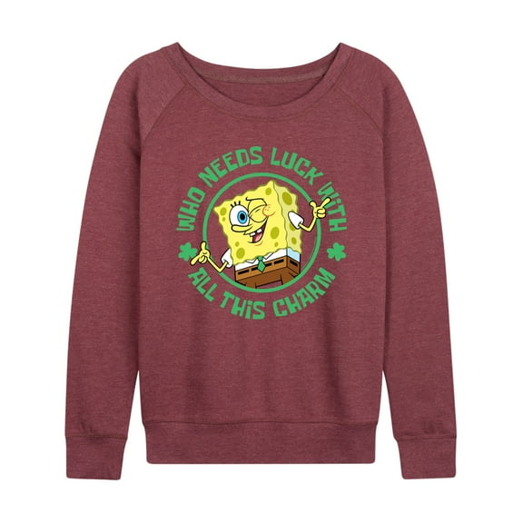 SpongeBob SquarePants - Who Needs Luck With This Charm - Women's Lightweight French Terry Long Sleeve Shirt