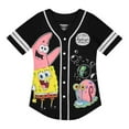 thumbnail image 1 of SpongeBob SquarePants Women's Baseball Jersey, Graphic Print SpongeBob Baseball Shirt Black White - S, 1 of 5